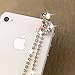 Cute Crystal LOVE Pink ROSE Chain Charm Cell Phone Dust Plug For iPhone iPad Mini iPad iPod Touch Samsung Huawei MI Android phone with 3.5mm earphone jack IP570b-3