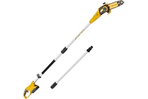 PYRCRUAX Cordless Pole Saw, Compatible with Dewalt 20V Max Batteries, 8 Inch Low Kick-Back Bar and Chain, Extension Pole for Up to 15 FT Reach, Auto Lubrication System, Tool Only-Battery & Charger not included