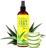 Aloe Vera SPRAY for Face, Skin & Hair - 99% ORGANIC, Made in USA, Big 12 oz - EXTRA Strong - SEE RESULTS OR MONEY-BACK - Easy to Apply - No THICKENERS so it Absorbs Rapidly with No Sticky Residue.