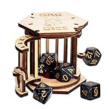 DND Dice Jail Prison with Polyhedral Dice Set Wood