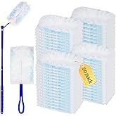 50 Pack Disposable Duster Refills Kit (Blue,50 Refills+2 Handles) Compatible with Swiffer Dusters 180 Degree Extendable Handl