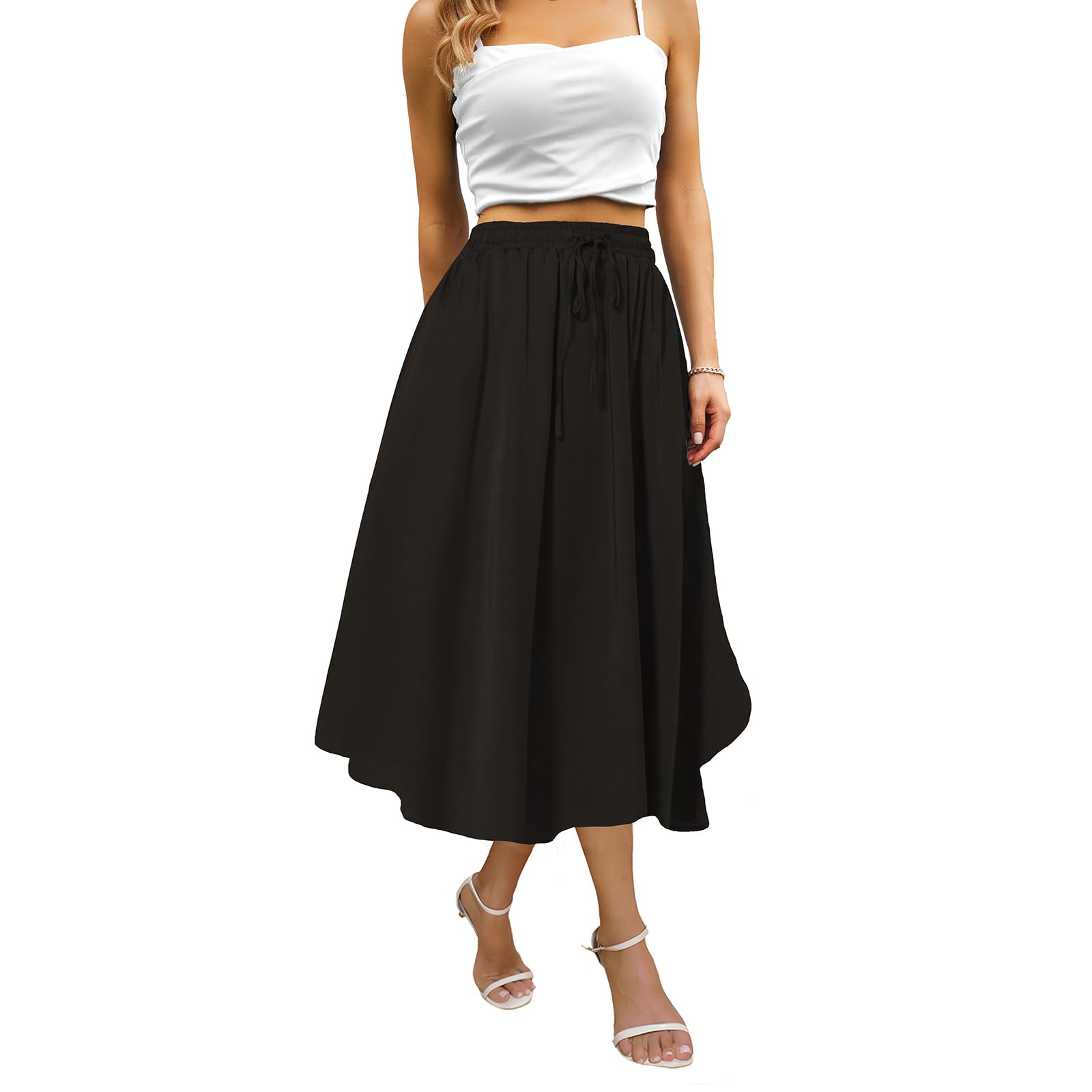 Photo 1 of (in purple)Abaadlw Maxi Skirts for Women with Pockets Solid Black