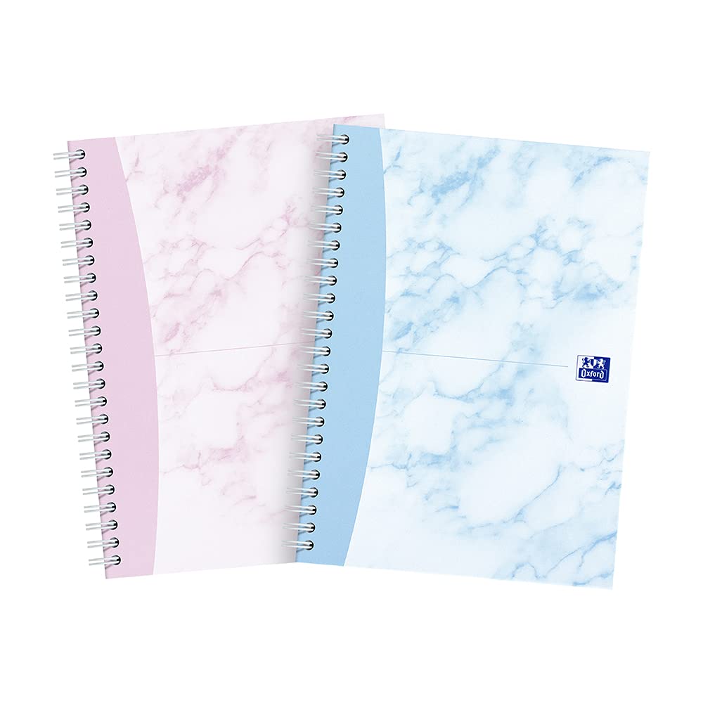 Oxford My Notes A5 Notebook, Hardback Wirebound, Lined, 140 pages, Marble (Pack of 2)