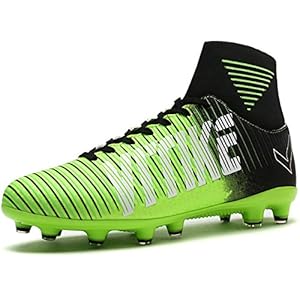 Littleplum Kids Soccer Cleats Boys Football Boots Cleats Soccer Shoes High-top Sock Shock Buffer Outdoor for Boys Girls…