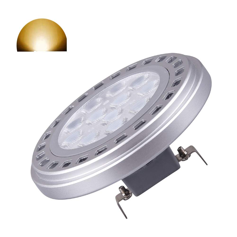 Led AR111 Reflector Spot light Bulb 15W G53 Base 30°Beam View Angle Warm White Light 3000k SMD 15LEDs DC12V Voltage SpotLight 1200Lm