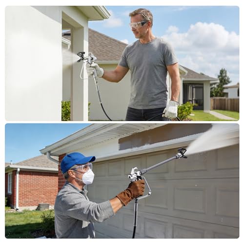 WORKPRO Electric Airless Paint Sprayer 700W, Painting Machine with 3 Adjustable Pressure Levels, Flow Rate 1.2 L/min, Max 200 Bar, for Home, Garden and Industrial Use