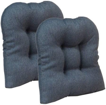 Non-Slip 15" x 15" Stoked Tufted Universal Chair Cushions, Set of 2, Blue