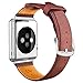 LoHi Leather Watch Strap Replacement with Stainless Metal Buckle for iWatch Series 3 Series 2 Series 1 Sport and Edition 42mm Brown