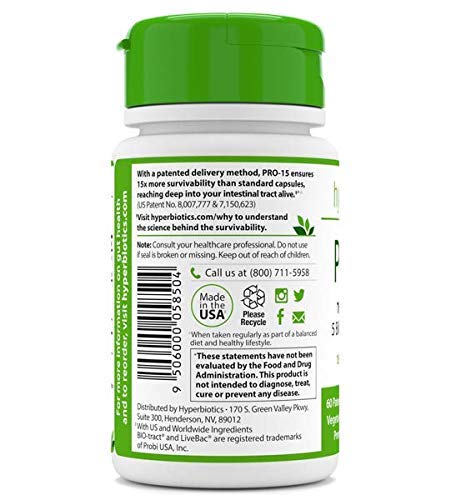 2 Hyperbiotics+PRO+15+Probiotics+60+Survivability+Technology+Easy