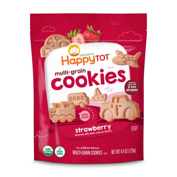 HAPPYTOT ORGANIC MULTI-GRAIN COOKIES TODDLER SNACK, FUN TRANSPORTATION...