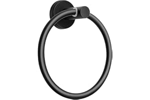 KRUODOP Towel Ring for Bathroom, SUS 304 Stainless Steel Hand Towel Holder for Wall Mounted, Heavy Duty Towel Hanger Towel racks for Bathroom, Kitchen (Matte Black)