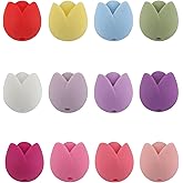 12PCS Tulip Flowers Silicone Beads, Spring Flower Silicone Focal Beads, Retro Silicone Beads for Keychain Making, Loose Beads Charms Bulk for Pens Necklace Bracelet Lanyard Pendants DIY Handicrafts