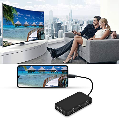 USB C to HDMI VGA DVI DP Adapter, MOYOON 4 in 1 USB C Multiport 4K