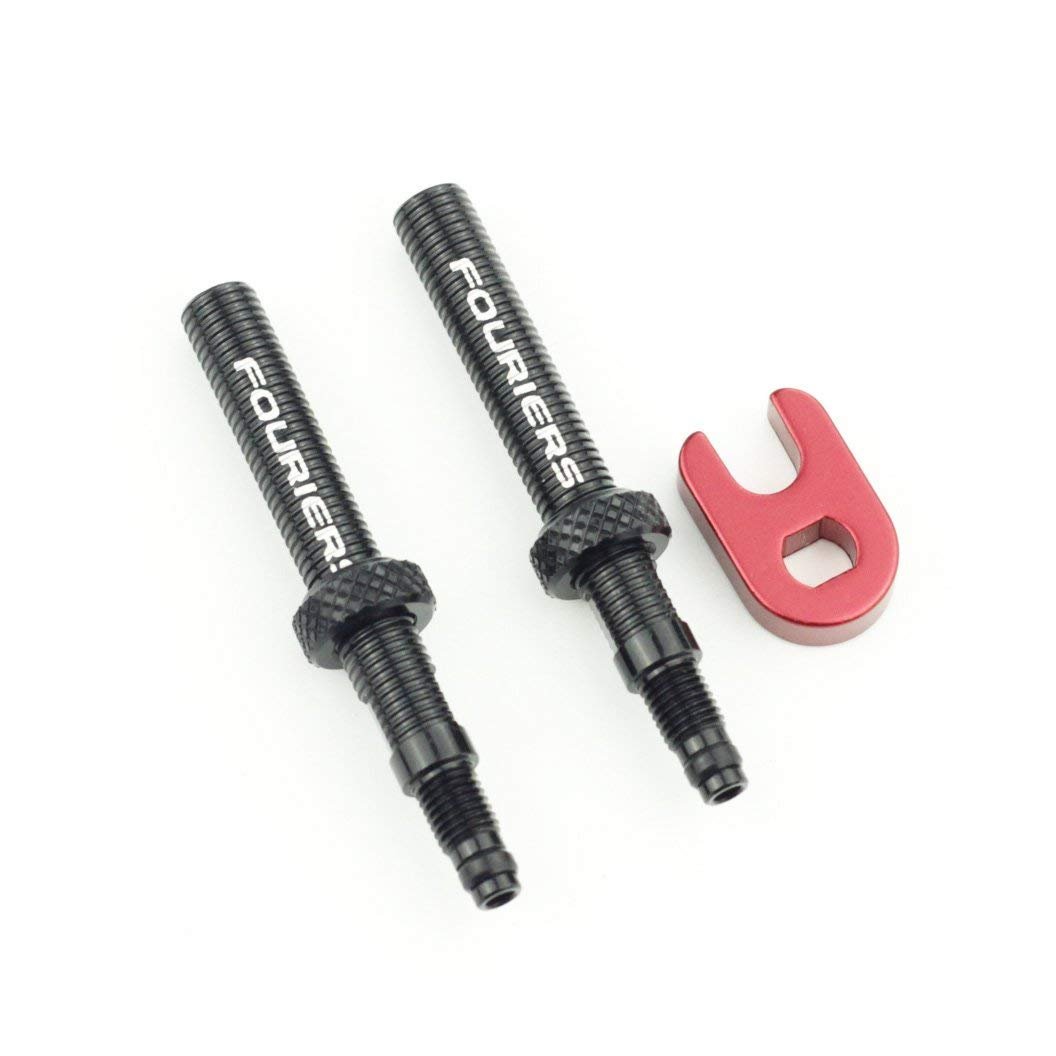 Fouriers Tubeless Presta Valve Extension with Central Nut (Pack of 2), 60mm