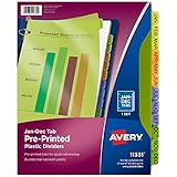Avery Plastic Jan-Dec Tab Binder Dividers, Pre-Printed Multicolor Tabs, 12-Tab, 1 Set (11331)