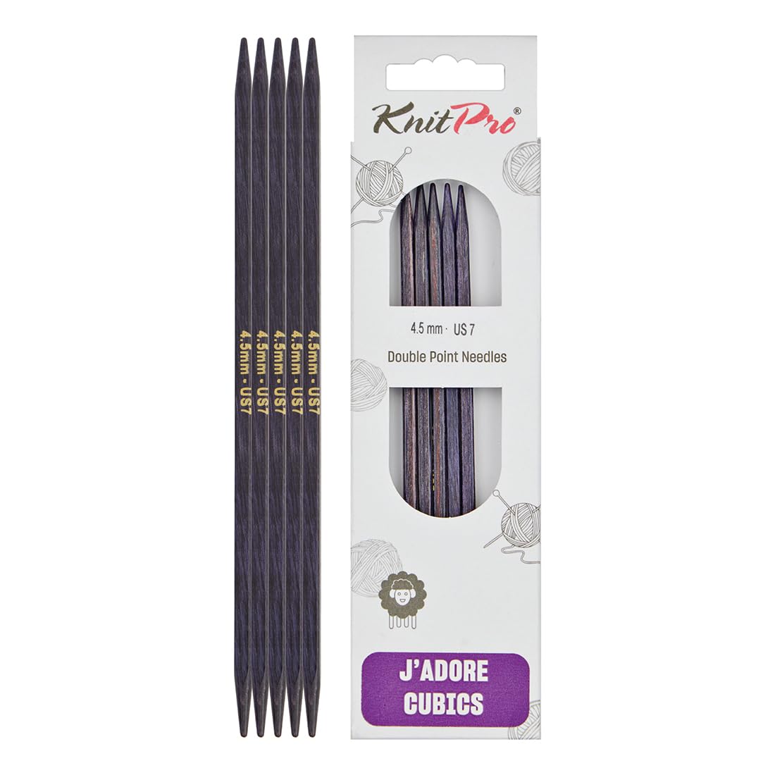 KnitPro J’Adore Cubics Double Pointed Needles 6" (15cm) | 4.50mm