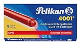 Pelikan 4001 GTP/5 Ink Cartridges for Fountain Pens, Brilliant Red, 1.4ml, 5 Pack (310623)