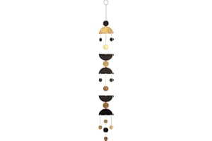 Everly Hart Collection Black and Gold Geometric Shapes Metal Mobile Wall Hanging, 6x55