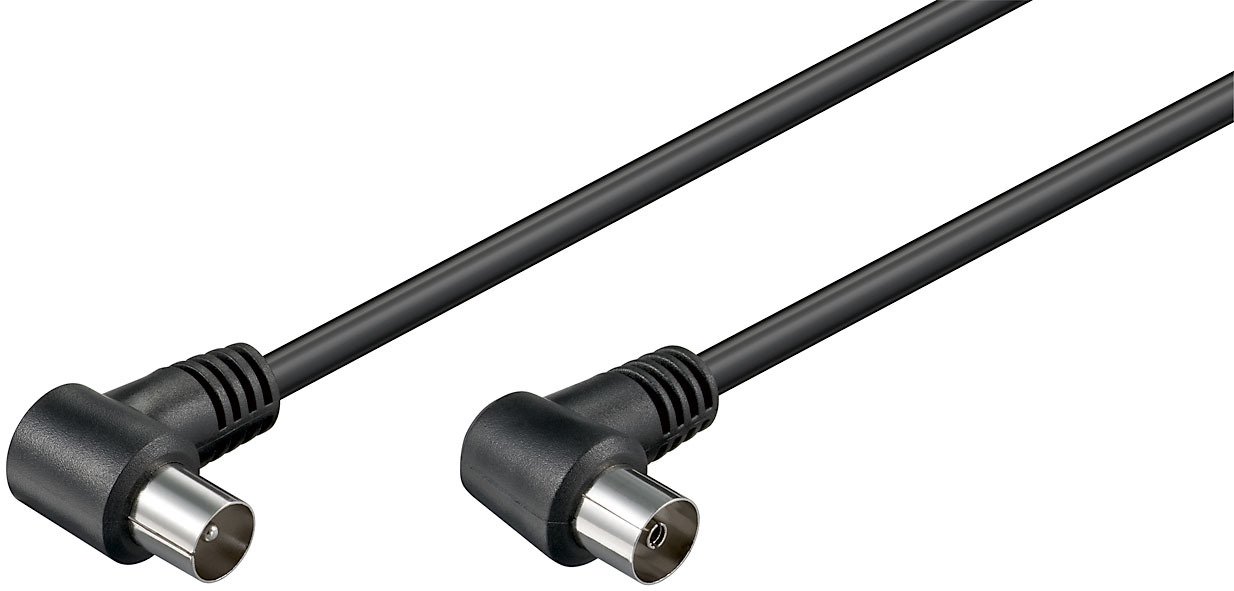 Goobay 27014 Angled antenna cable (<70 dB) 2x shielded - Coaxial male 90° > Coaxial female 90°