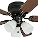 Prominence Home Whitley, 42 Inch Traditional Flush Mount Indoor LED Ceiling Fan with Light, Pull Chain, 5 Dual Finish Blades, Reversible Motor - 50864-01 (Bronze)