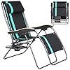 PORTAL Zero Gravity Chair Padded Oversized Folding XL Gravity Lounger Outdoor Patio Recliner with Side Table Headrest… 51ueyHWzpVS