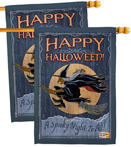 A Spooky Night To All House Flag - 2 pcs Pack Fall Halloween Witch Trick or Tre…