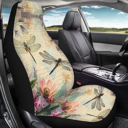 Rnyleeg Retro Seat Cover for Car Flower Dragonfly