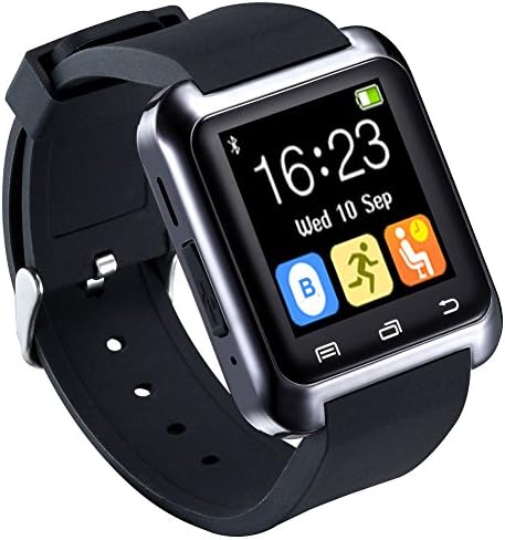 HopCentury Bluetooth Smart Watch for Android Cellphones with Drink/Rest Reminder Pedometer Calls Notifier Sleep Monitor Stopwatch, Support iPhone with Partial Functions Black