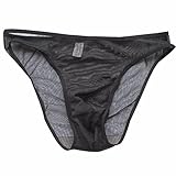 FEESHOW Men's Mesh Sheer Briefs See Through Underwear Black One size