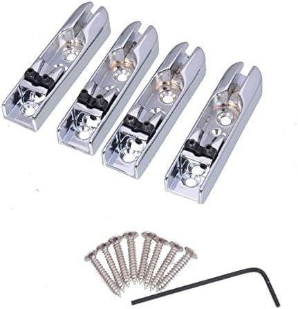 1Set Chrome 4 String Bass Bridge Tailpiece Individual String Container Screws