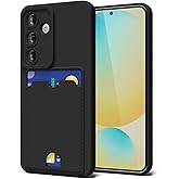 oakxco for Samsung Galaxy S24 FE Case with Card Holder, Cute Silicone Wallet Phone Case with Credit Card Slot, Soft Rubber Thin Slim Purse for Women Men with Shockproof Camera Cover Protection, Black