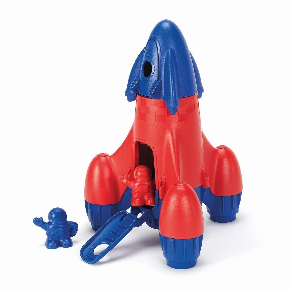 Green Toys Rocket with 2 Astronauts Toy Vehicle Playset, Blue/Red