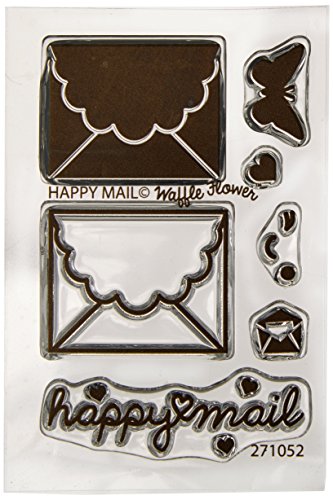 Waffle Flower Crafts 271052 Happy Mail Stamps, 2" by 3", Clear
