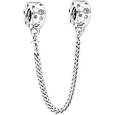 Lkwidi Stars & Galaxy Safety Chain Charm 925 Sterling Silver Pendant,Jewelry Beads Gifts for Women Bracelet&Necklace