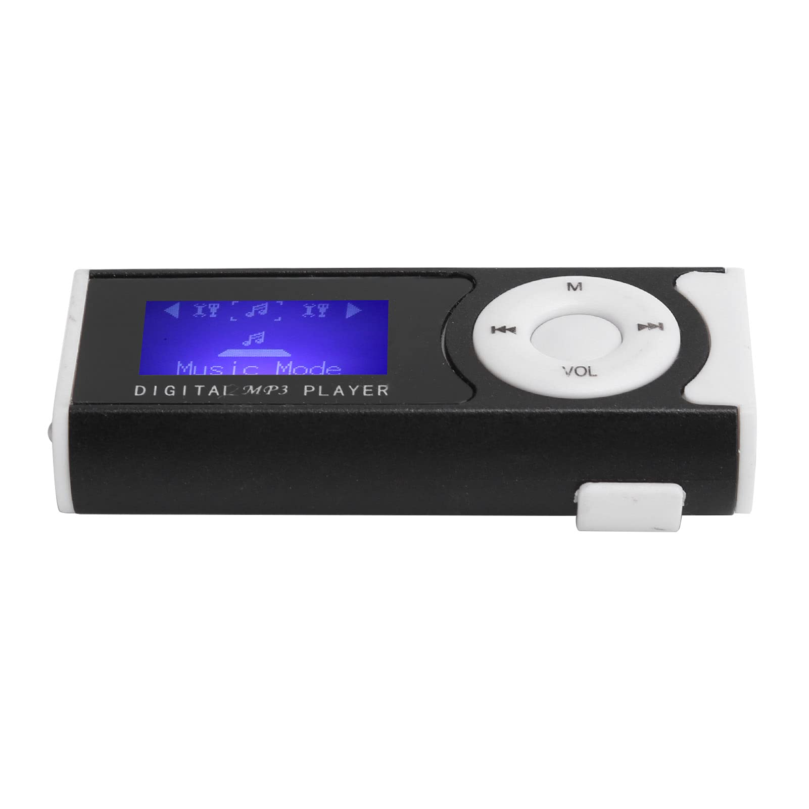 MP3 Player, LCD Screen Display Music Player, Mini Digital BackClip Player with Earphone and USB Cable LED Flashlight, Support up to 16GB(black)