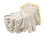12 Pack Beige String Knit Gloves 10". Washable Glove with Elastic Knit Wrist. Cotton Polyester Gloves. Plain Seamless Workwear Gloves. Protective Industrial Work Gloves for Men. Wholesale price.