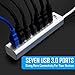 Kingwin USB Hub 7 Port USB 3.0 Data Hub Aluminum for Mobile SSD, MacBook, Mac Pro/Mini, iMac, Chromebook, Surface Pro, USB Flash Drives, Notebook PC, XPS, and More. Include 1 IQ Smart Charging Port