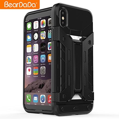 The Aegis Case - Protective and Durable iPhone X Shock Resistant case (Black) with Kickstand and Card Slot