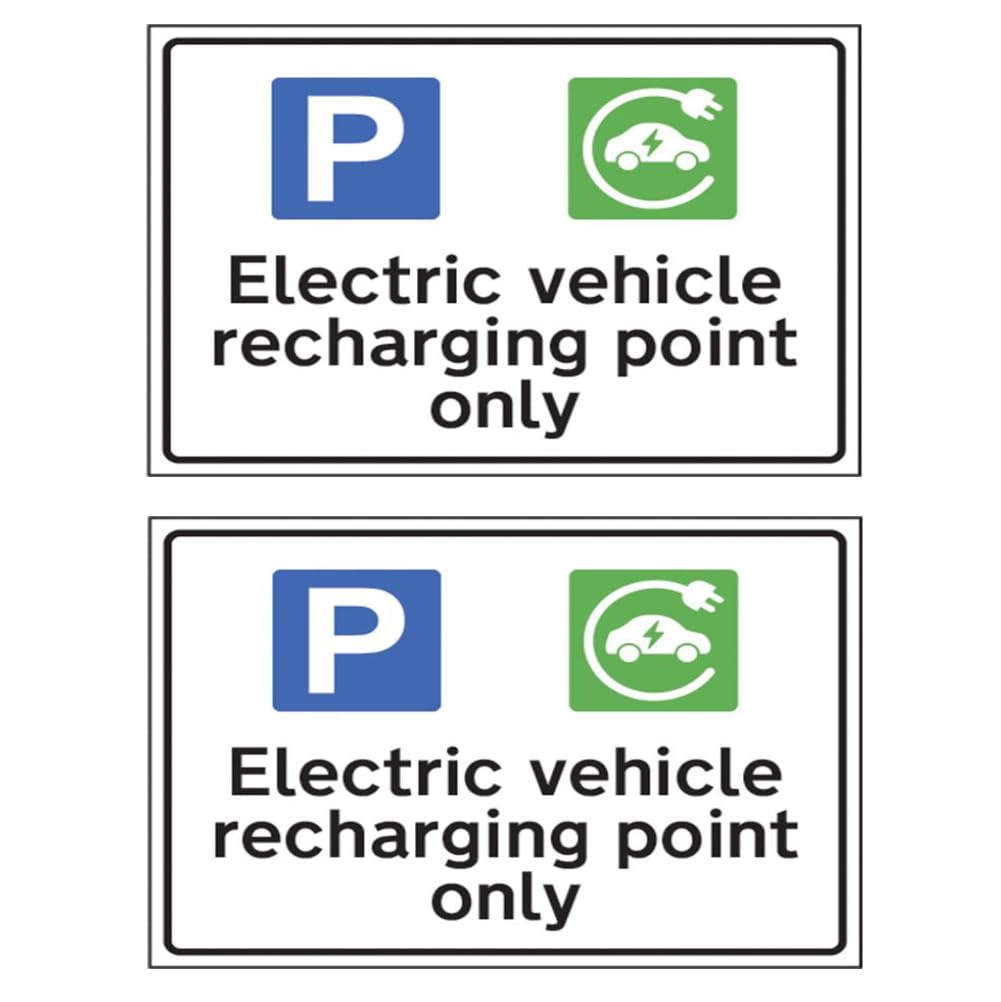2 Pack Electric Vehicle Charging Sign 400mm x 300mm 1.2mm Recyclable Polypropylene