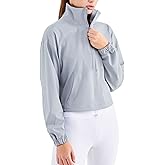altiland Half Zip Pullover Cropped Jackets for Women Long Sleeve Workout Athletic Running Yoga Shirts