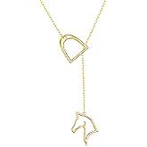 JZMSJF 925 Sterling Silver Lucky Horseshoe Necklace Y Chain Lariat Horse Stirrup Gift Jewelry for Women Adults