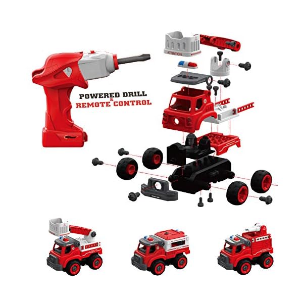 Rc-Take-Apart-Building-Toys-with-Electric-Drill-Converts-to-a-Remote-Control-car-Gift-for-Boys-Ages-34567-Years-Old-and-up-Kids-Car-Toy-Stem-Construction-Trucks-3-in-one-DIY200 Top Race Remote Control Car STEM Toys for 3 4 5 6 7 Year Old Boys & Girls | RC Fire Trucks Set︱3 in 1 Take Apart Toys…