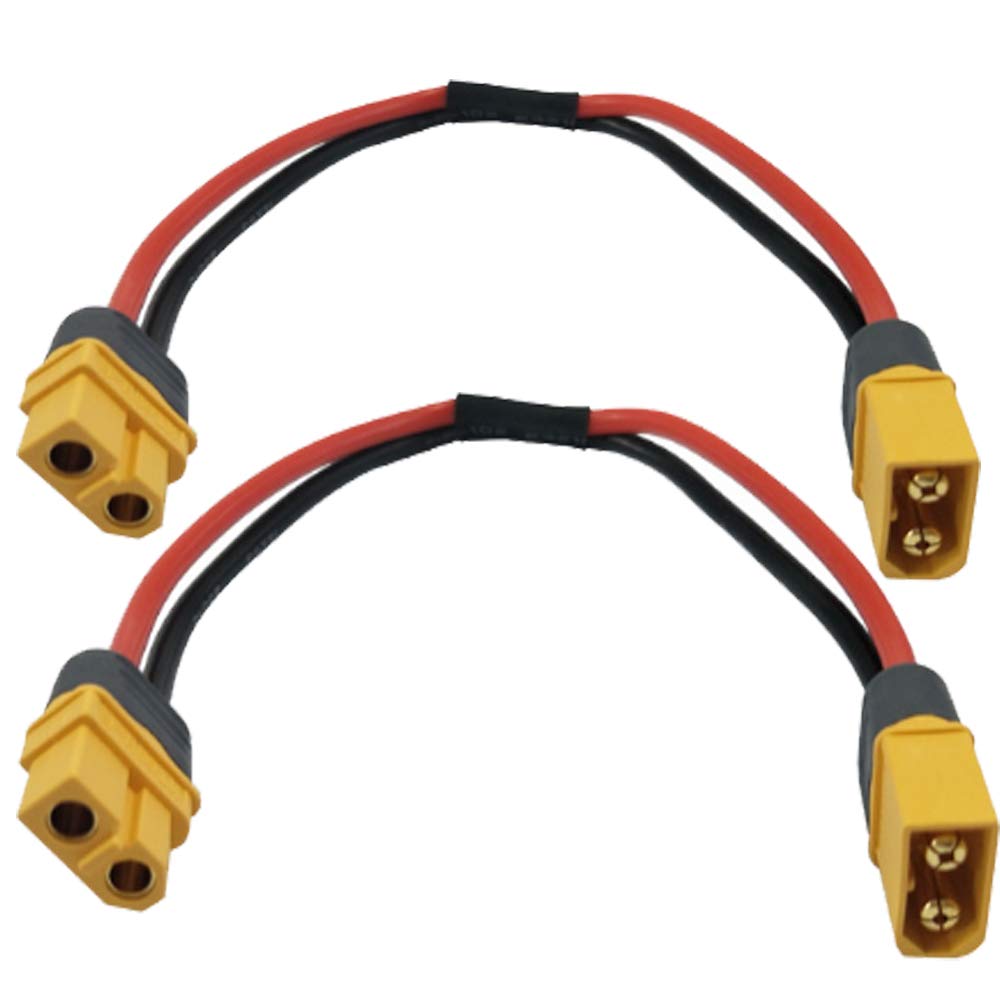 Onpro 2 pcs Amass XT60 XT60H Male Plug Connector to XT60H Female Plug Connector Adapter Extension with 30cm 14AWG Silicone Wire