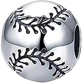 Fans of Volleyball Bead Charm 925 Sterling Silver Sport Bead Fit Original Bracelet (Baseball Charm)