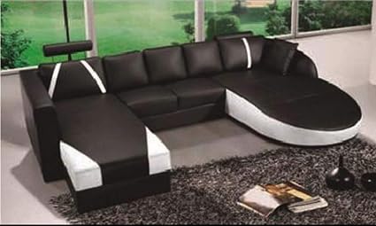 Quality Furniture U Shaped Black White Ultra Contemporary