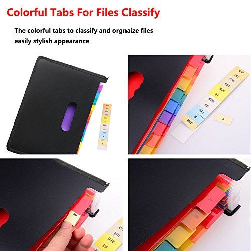 24 Pocket Multicolored Expanding Files Folder, File Organizer, Cloth Edges, Durable, A4 & Letter Size Document - Office/ Business/ School