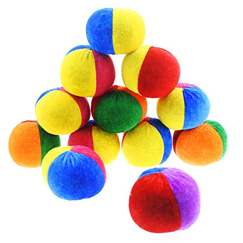 Jyongmer 12 Pack Soft Velvet Hacky Sacks - 3 Colors Footbag Bulk, Fun Carnival Toy Balls for Halloween Party Decoration and Bean Bag Toss Game