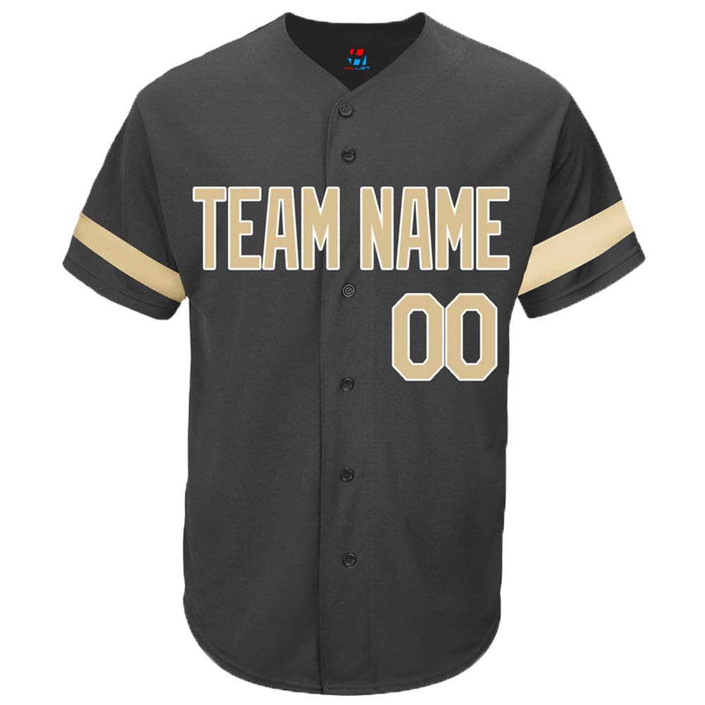 Pullonsy Black Custom Baseball Jersey for Men Women Kids Full Button