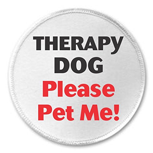 Therapy Dog Please Pet Me! (black/red) 3" Sew On Patch