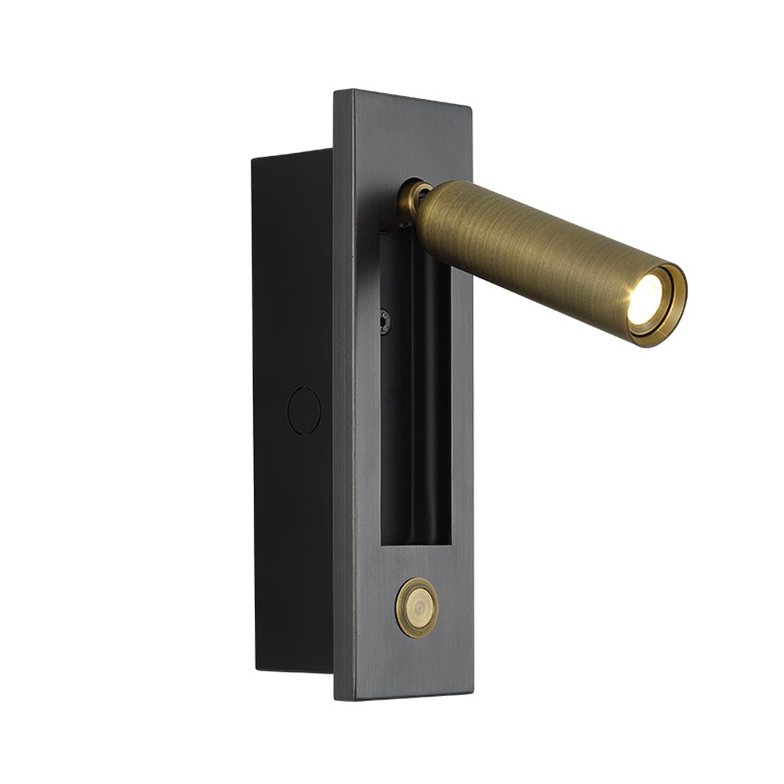 Photo 1 of YFMYY LED Bedroom Lamp Headboard Wall Light Sconce, Bedside Reading Light Recessed Push Switch Wall Lamps, Hotel Bed Side Decorative Wall Sconces Spotlight, 360° Rotatable 92° Foldable (Brass+Black)